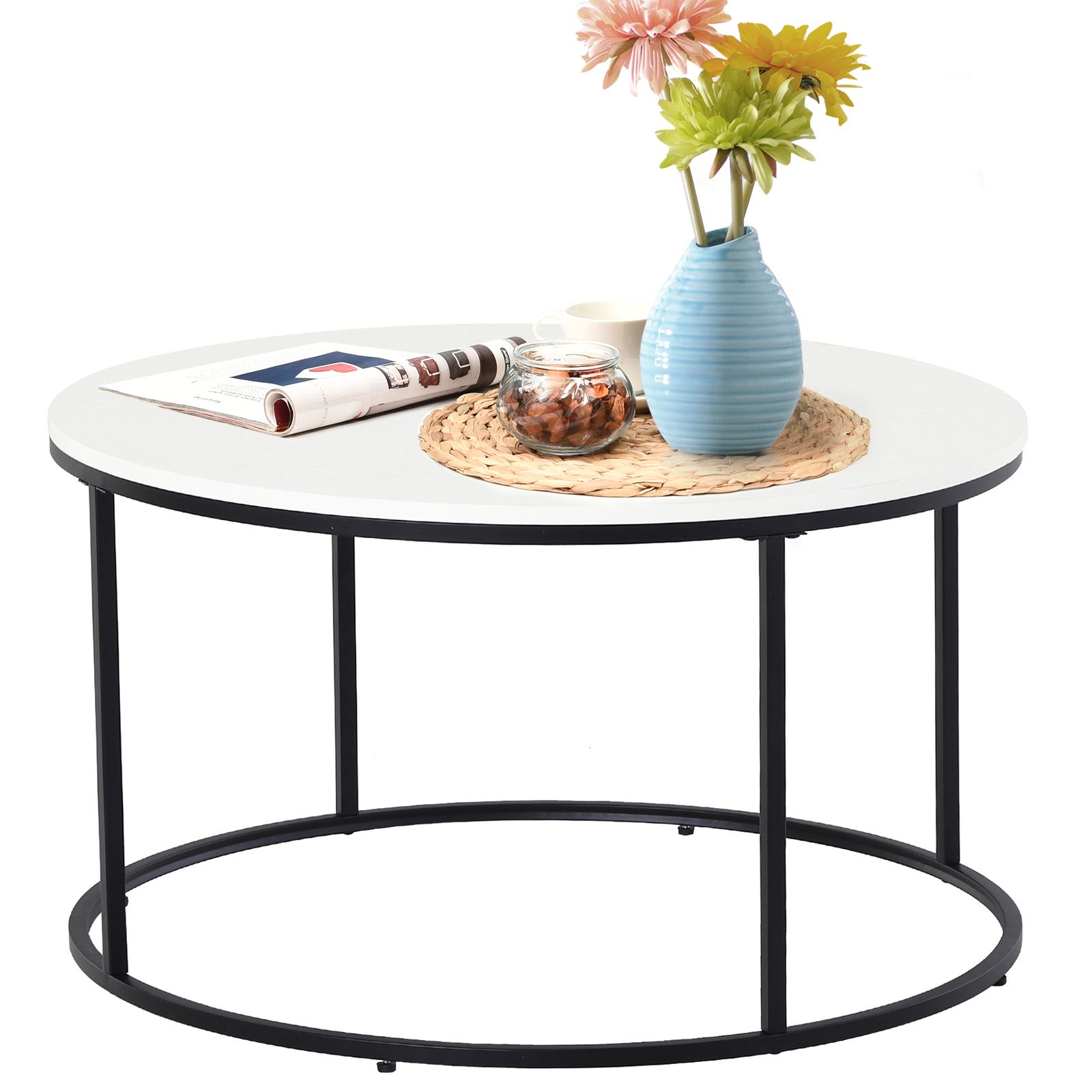 Homcom Metal Round Coffee Sofa Table Side With A Simply Chic Modern Intended For Round Console Tables (View 6 of 20)