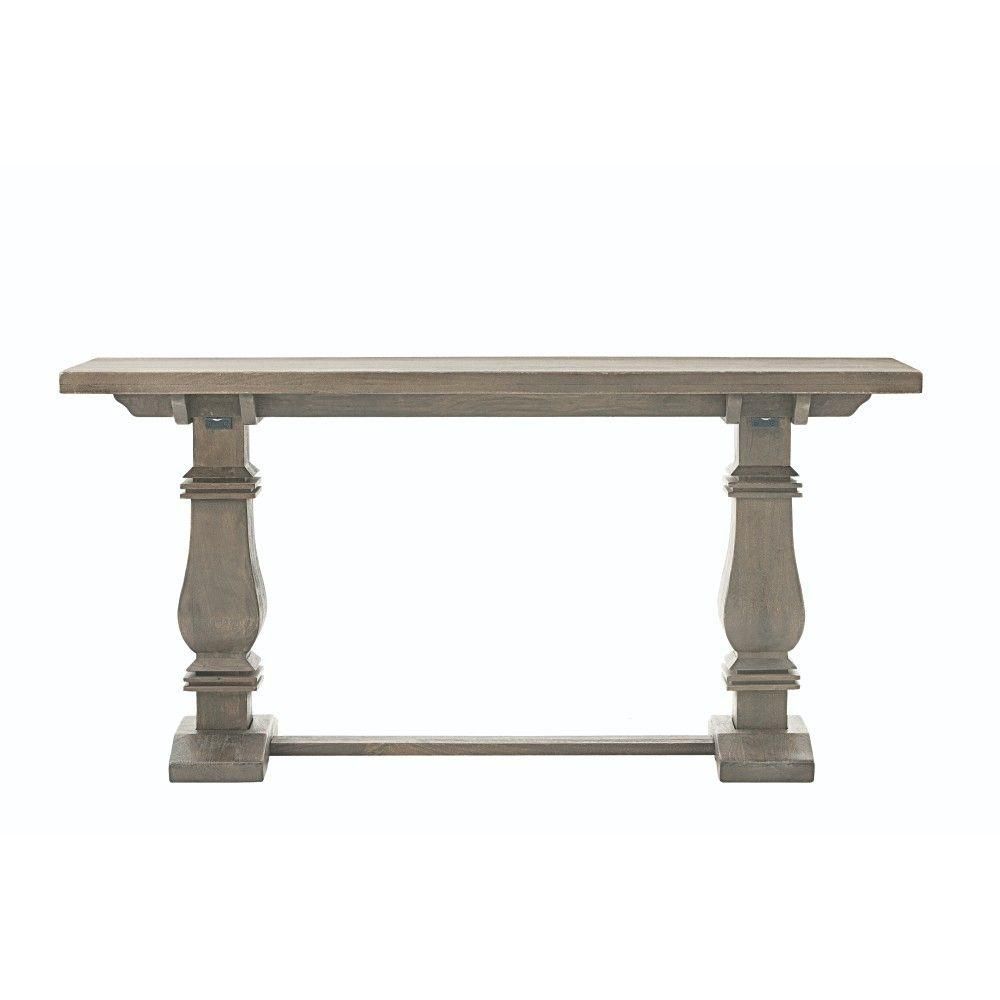 Home Decorators Collection Aldridge Antique Grey Console Table For Smoke Gray Wood Console Tables (View 17 of 20)