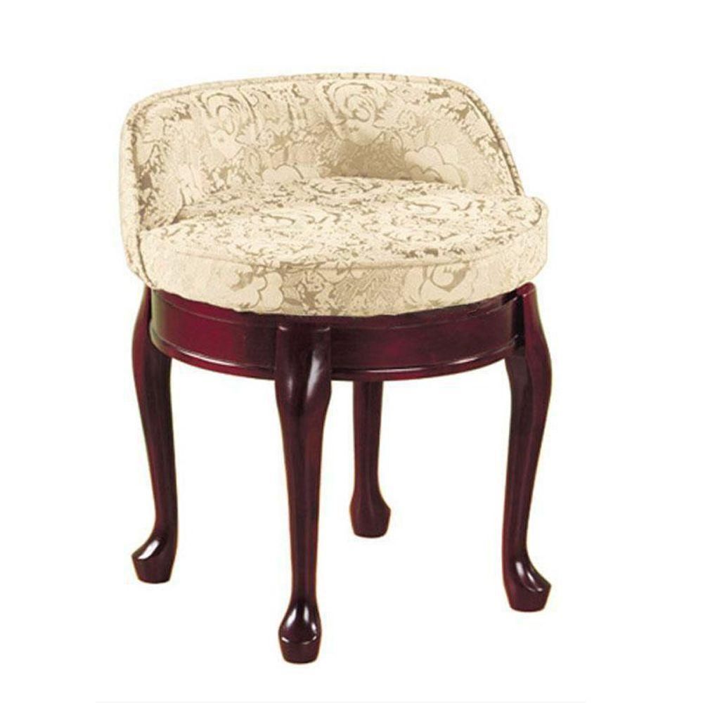 Home Decorators Collection Delmar Ivory Damask Swivel Vanity Stool With Regard To Ivory Button Tufted Vanity Stools (View 12 of 20)
