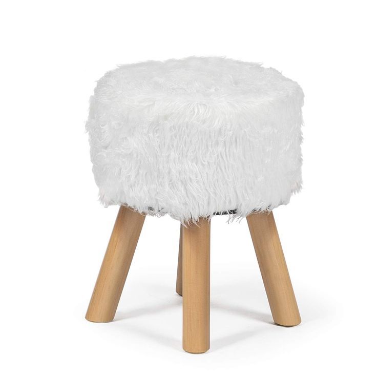 Homebeez Faux Fur Ottoman Foot Rest Stool, Round Decorative Bench With Throughout White Faux Fur Round Ottomans (View 8 of 20)