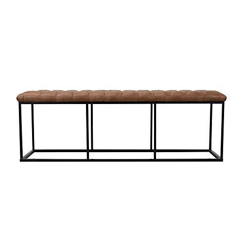 Homepop Faux Leather Button Tufted Decorative Bench With Metal Base Within Espresso Faux Leather Ac And Usb Ottomans (View 18 of 20)