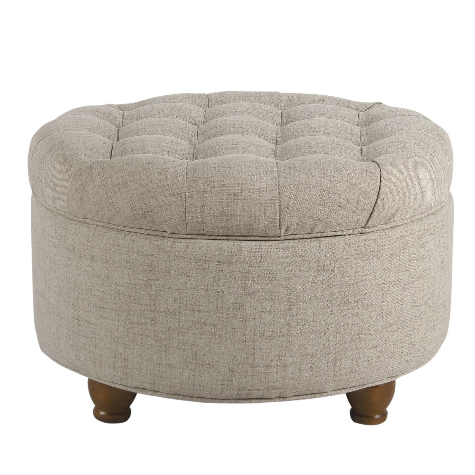 Homepop Large Tufted Round Storage Ottoman, Multiple Colors – Walmart In Round Pouf Ottomans (View 7 of 20)