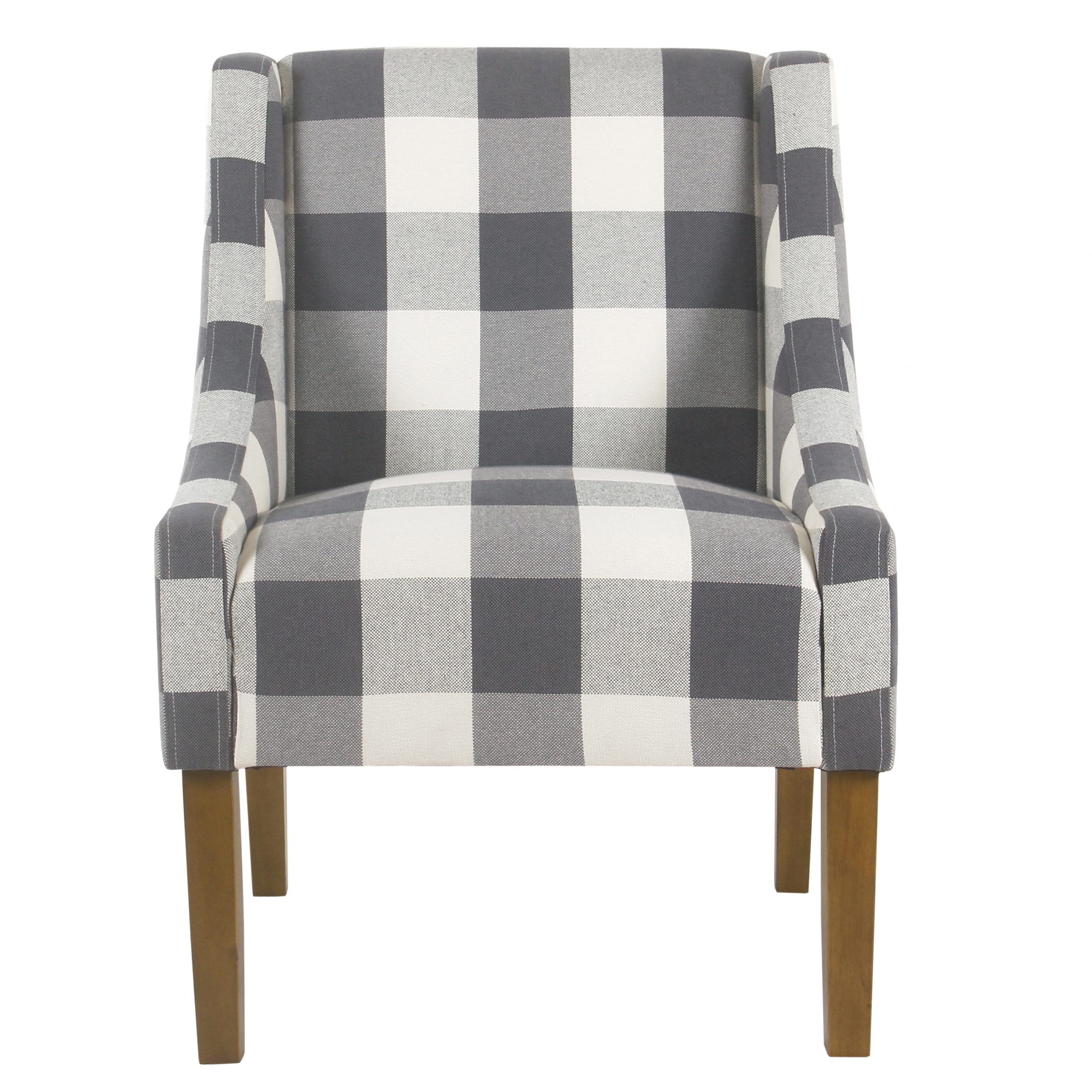 Homepop Modern Swoop Accent Chair, Gray Plaid – Walmart – Walmart Inside Smoke Gray Wood Accent Stools (View 13 of 20)