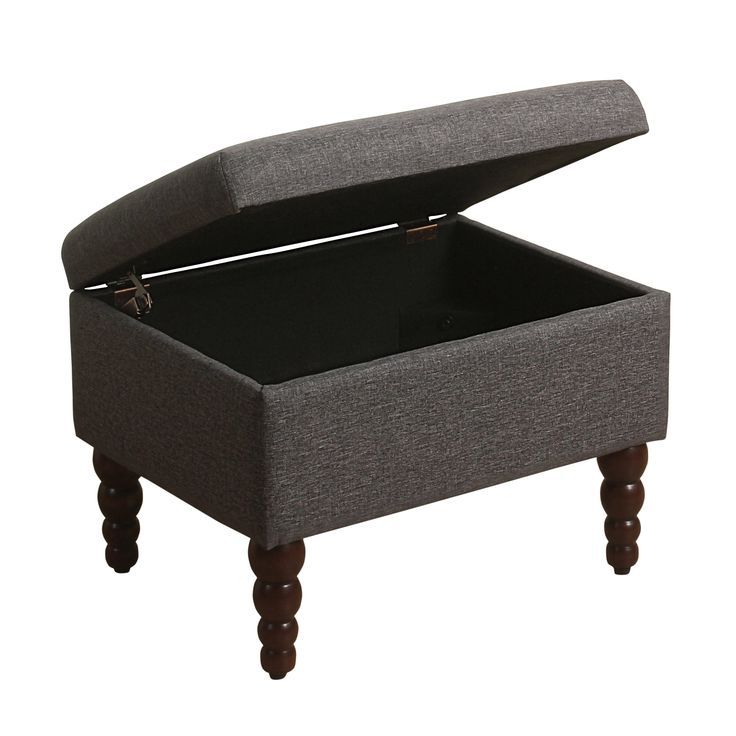 Homepop Rectangular Storage Ottoman With Modern Turned Wood Leg Throughout Wooden Legs Ottomans (View 11 of 20)