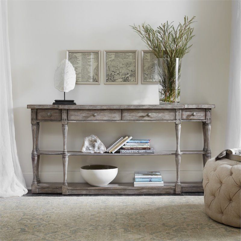 Hooker Furniture Sanctuary 4 Drawer Console Table In Gray – 5620 85001 Ltgy Inside Gray Wood Veneer Console Tables (View 15 of 20)