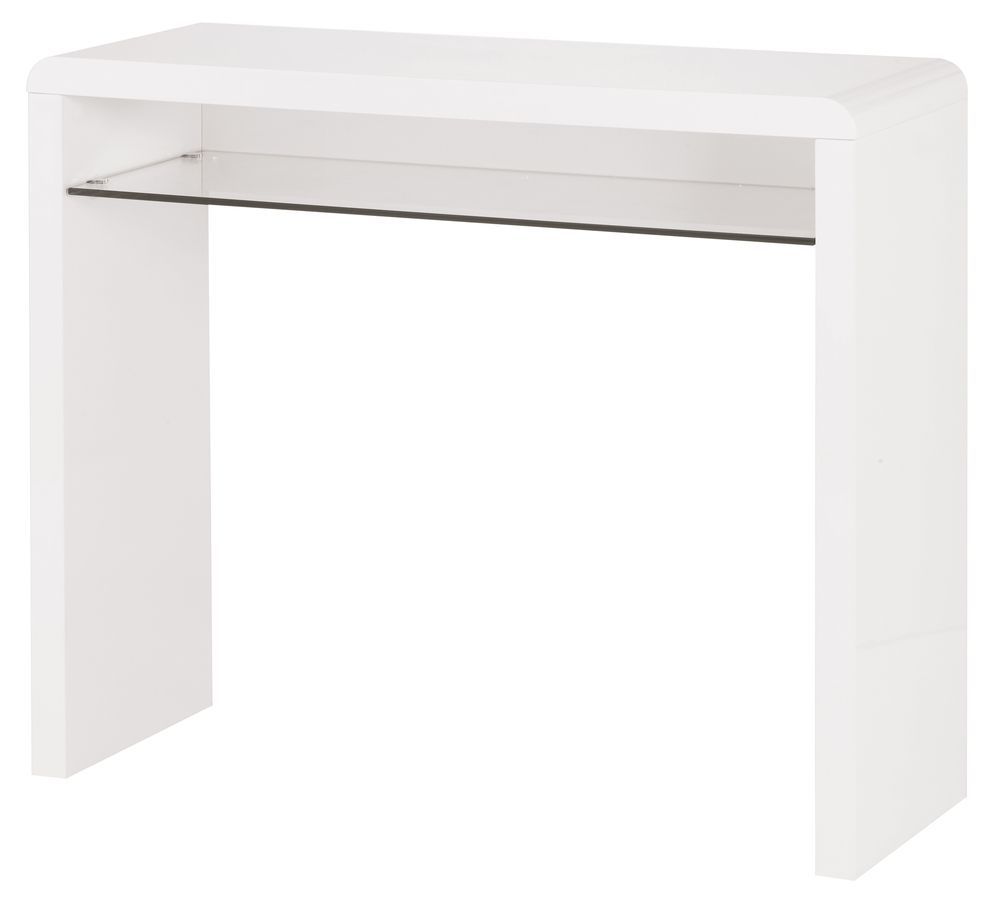 Hudson Gloss Console Table With Glass Shelf White | Salon De Uñas, Spa Intended For Gloss White Steel Console Tables (View 17 of 20)
