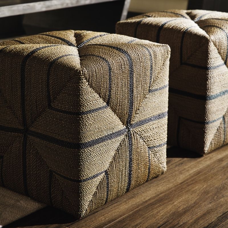 Hw Home Fritz Rope Ottoman Intended For Stripe Black And White Square Cube Ottomans (View 13 of 20)