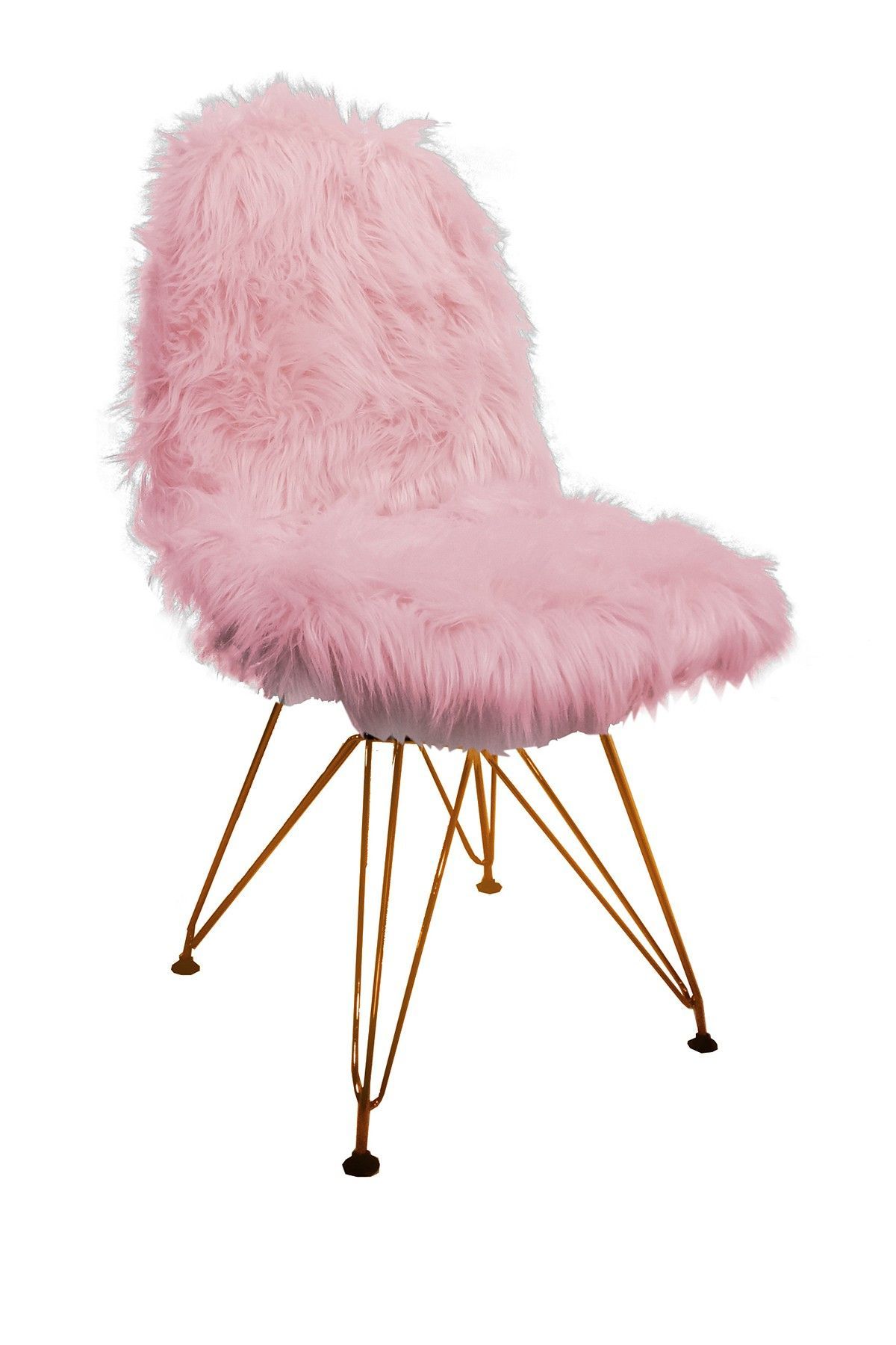 Image Of Jay Import Banks Faux Fur Chair – Pink Great Addition To Any In Lack Faux Fur Round Accent Stools With Storage (View 12 of 20)