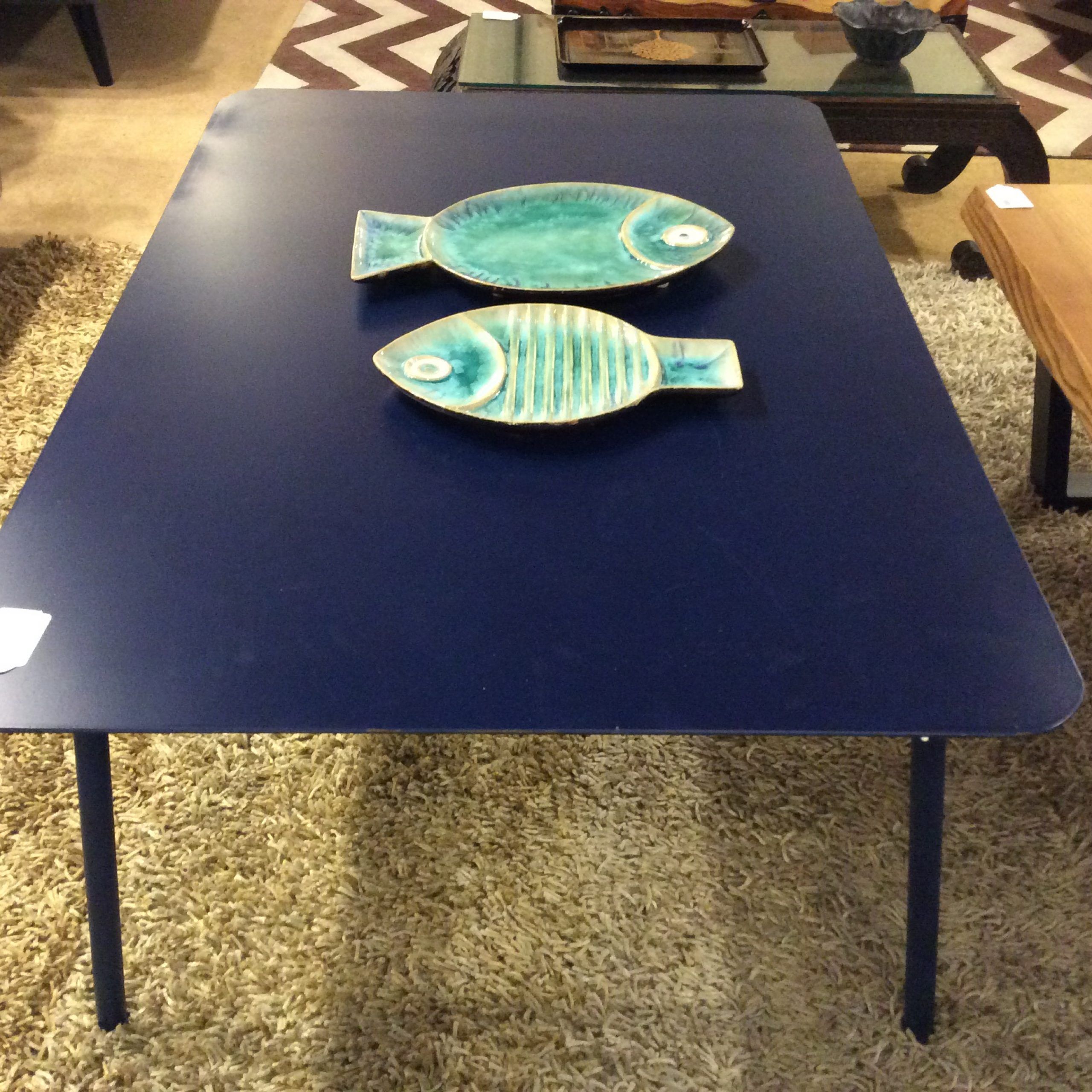 Indigo Blue Metal Coffee Table Sold – Ballard Consignment Inside Cobalt Console Tables (View 4 of 20)
