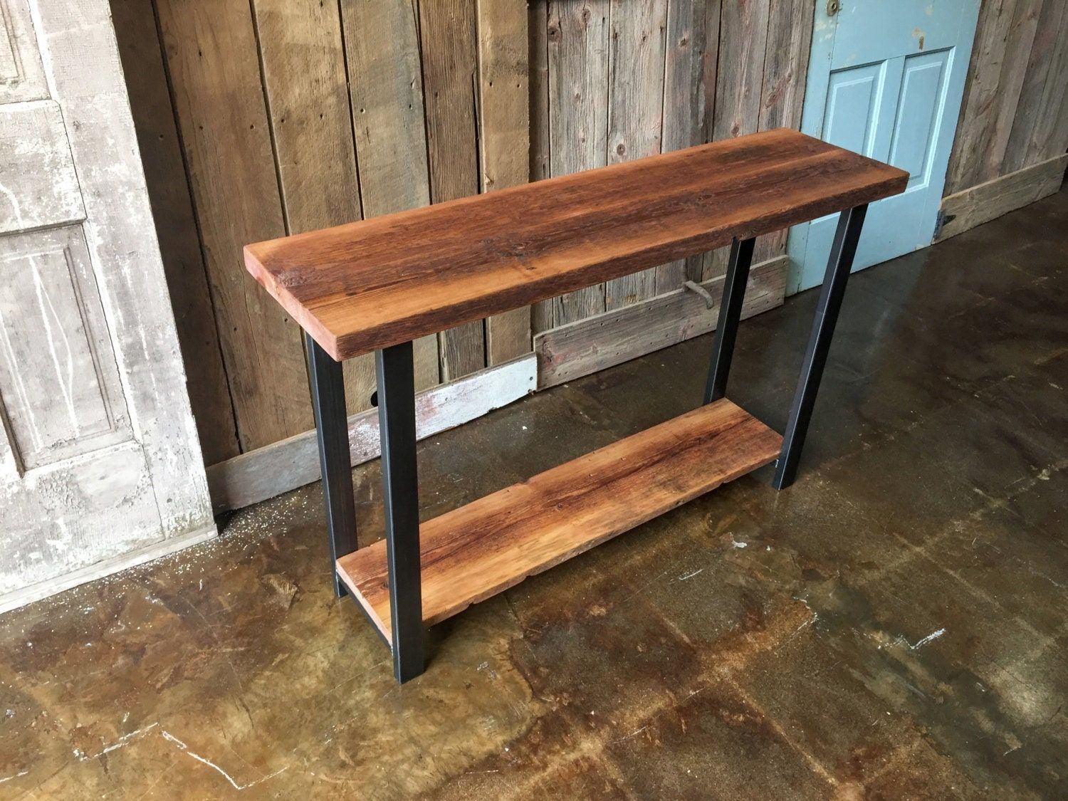 Industrial Console Table Made With Reclaimed Wood Entryway Throughout Reclaimed Wood Console Tables (Gallery 20 of 20)