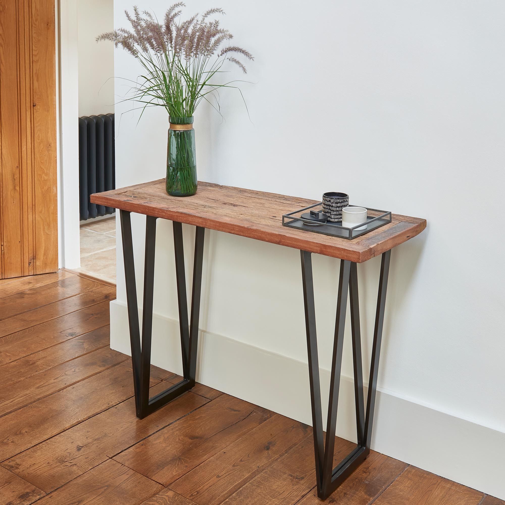 Industrial Reclaimed Wood Console Table | Console Table | Wooden Table Regarding Metal Console Tables (View 1 of 20)
