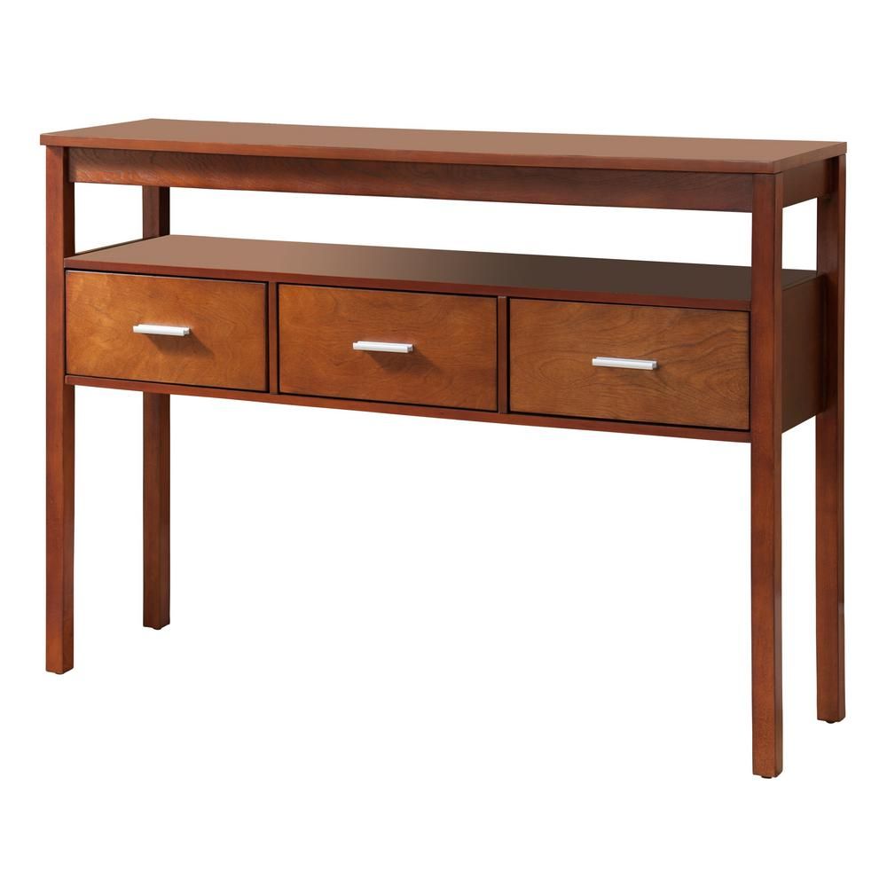 Inroom Designs Walnut Vintage Entryway Console Table With Drawers 1821c Inside Hand Finished Walnut Console Tables (View 14 of 20)