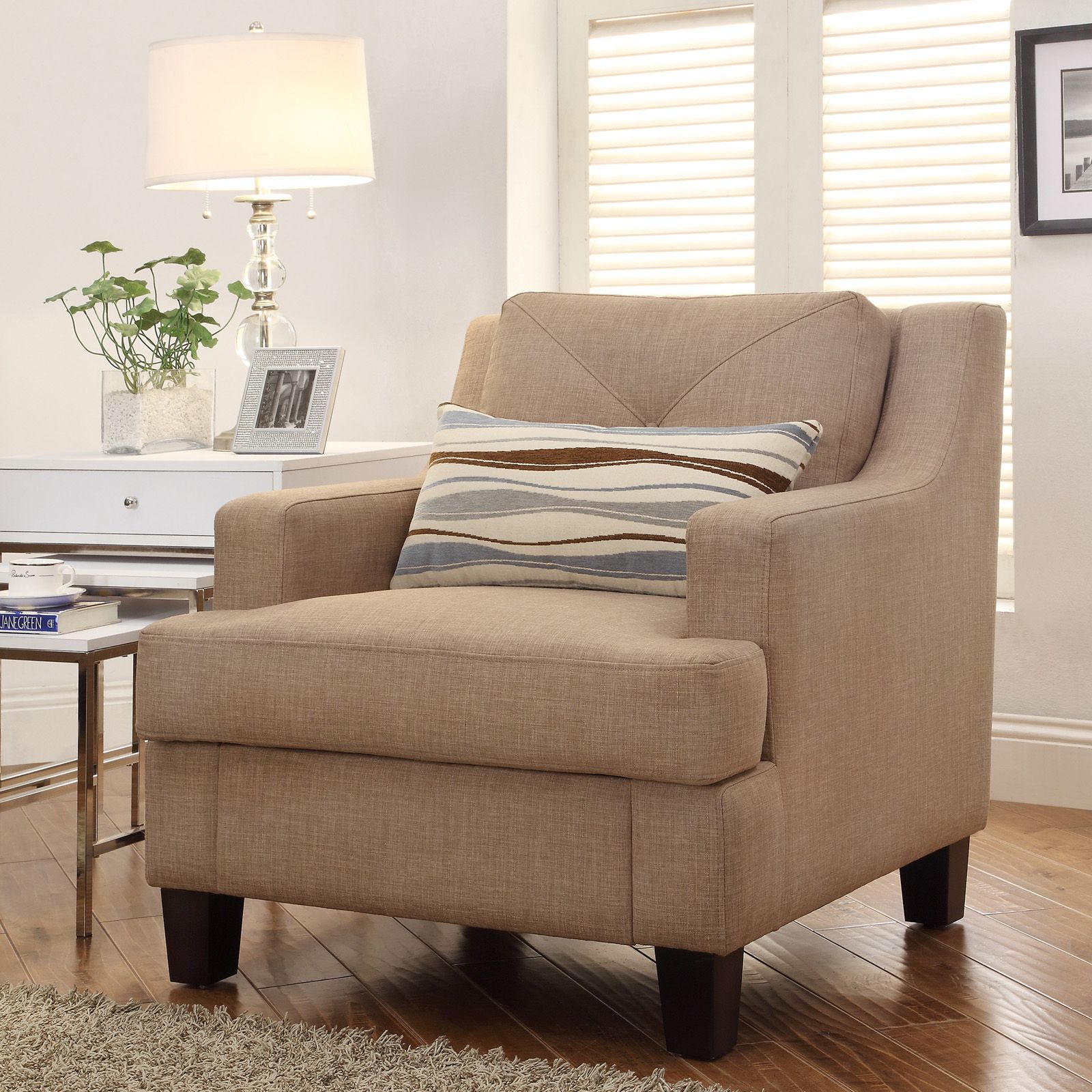 Inspire Q Upholstered Chair – Light Brown – Accent Chairs At Hayneedle With Light Beige Round Accent Stools (View 7 of 20)