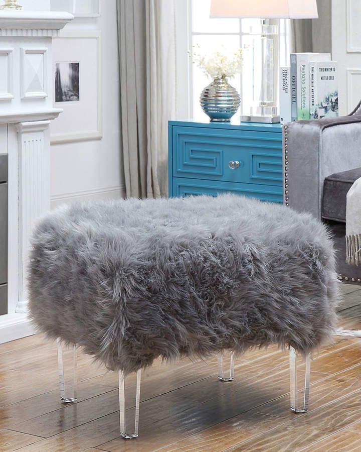 Inspired Home Faux Fur Ottoman In 2020 | Faux Fur Ottoman, Slipcovers Intended For Charcoal Brown Faux Fur Square Ottomans (View 5 of 20)