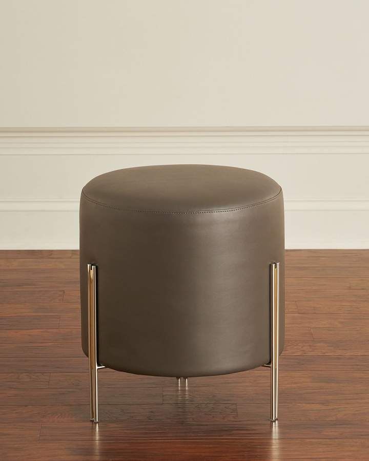 Interlude Home Betina Faux Leather Round Ottoman/stool | Ottoman Stool Pertaining To Round Gray Faux Leather Ottomans With Pull Tab (View 13 of 19)