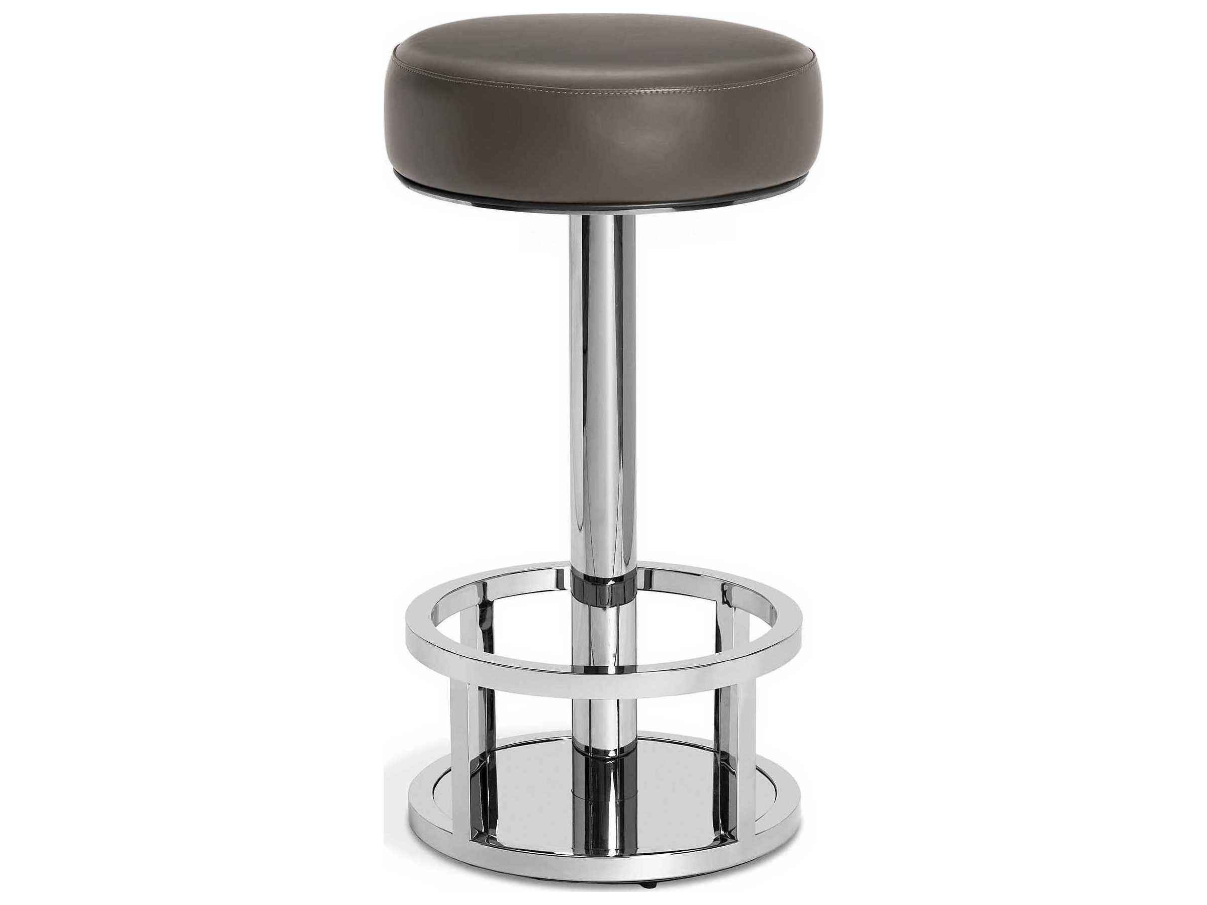 Interlude Home Drake Cityscape Grey / Polished Nickel Side Swivel Bar In Gray Nickel Stools (Gallery 19 of 20)