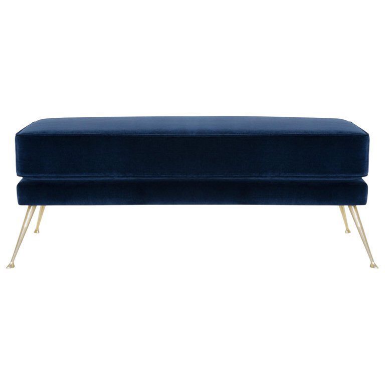 Italian Bench In Navy Velvet | See More Antique And Modern Benches At Inside Navy Velvet Fabric Benches (View 13 of 20)