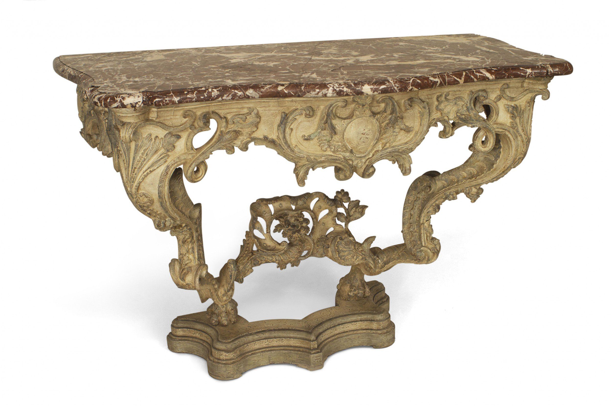 Italian Venetian Painted Marble Top Console Table Throughout Marble Top Console Tables (View 10 of 20)