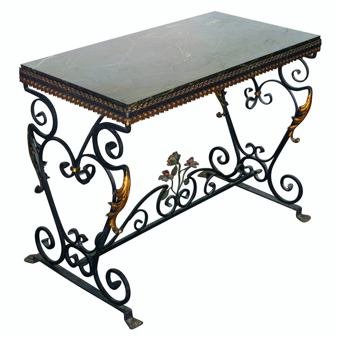 Italian Wrought Iron Console Table With St Laurent Marble Top At 1stdibs With Metal Console Tables (View 17 of 20)