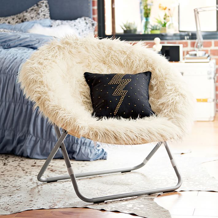 Ivory Furlicious Faux Fur Round Chair | Pottery Barn Teen Inside White Faux Fur Round Accent Stools With Storage (View 5 of 20)