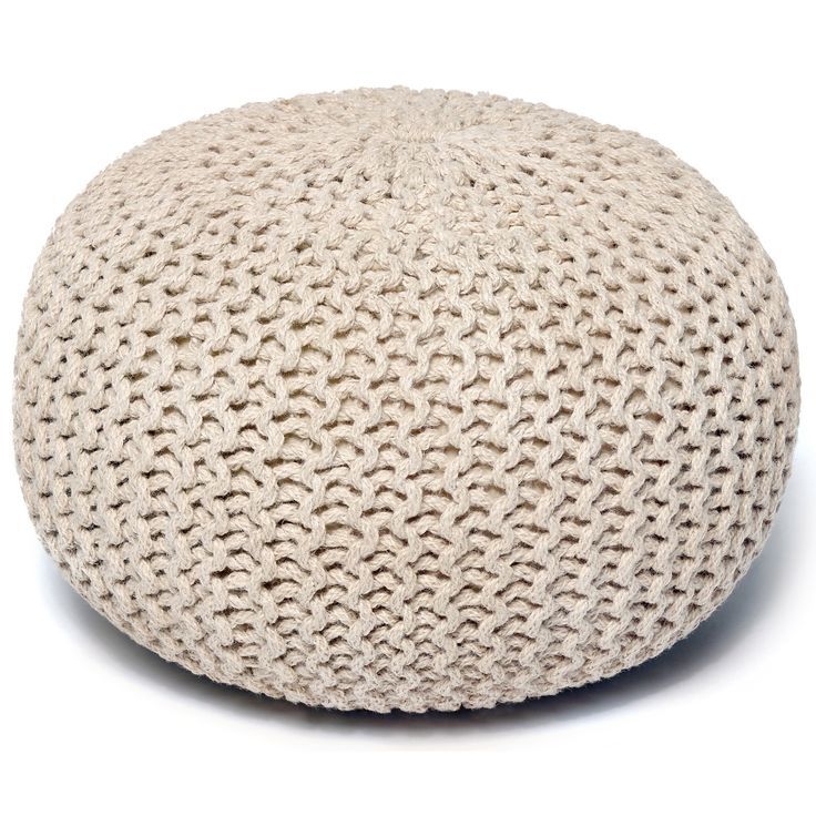 Ivory Jute Round Pouf 16" X 16" | Etriggerz For Wall Decor, Accents And Intended For White Jute Pouf Ottomans (View 12 of 20)