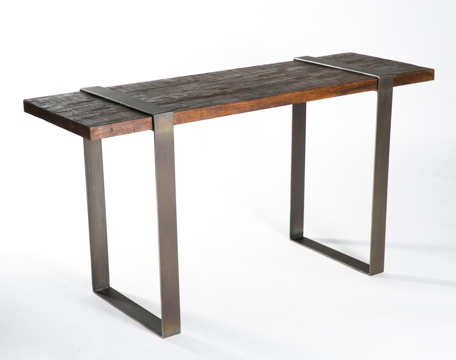Jackson Console Table With Steel Strap Legs And Reclaimed Wood Top Regarding Oak Wood And Metal Legs Console Tables (View 4 of 20)