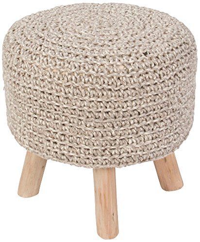 Jaipur Wool Stool 16 X 16 X 16 Pumice Stone — You Can Find Out More Within Stone Wool With Wooden Legs Ottomans (View 3 of 20)