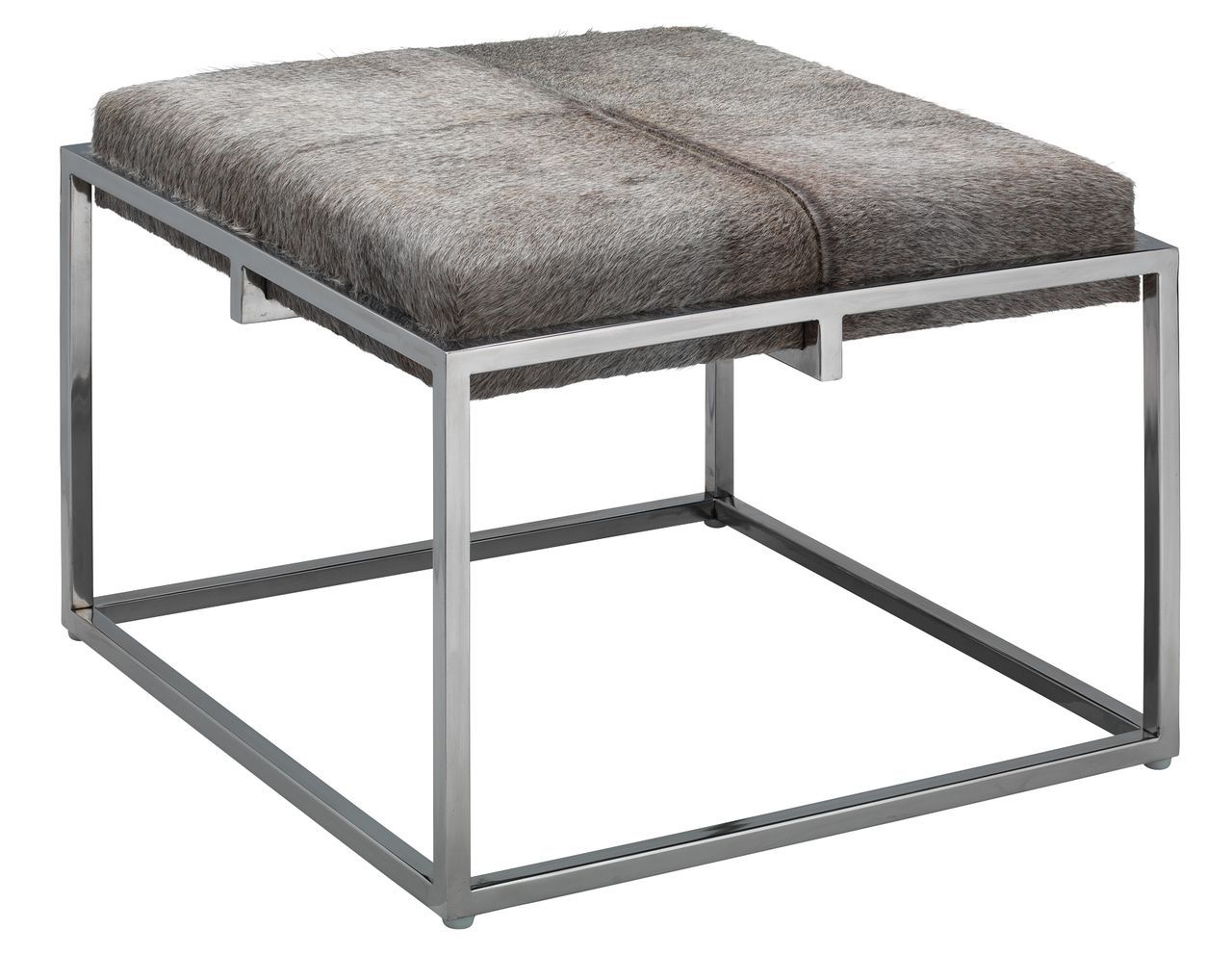 Jamie Young Large Shelby Stool In Grey Hide And Nickel | Metal Stool With Regard To Gray Nickel Stools (View 16 of 20)