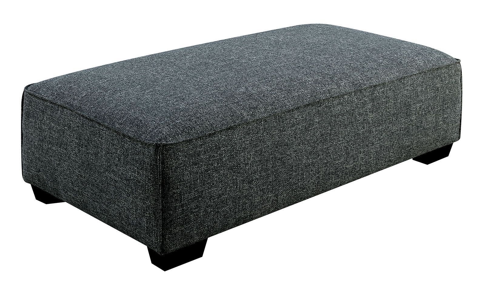 Jaylene Contemporary Upholstered Ottoman In Gray Padded Linen Fabric Within Gray Fabric Oval Ottomans (View 5 of 20)