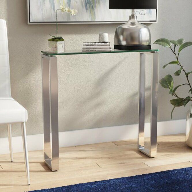 Jaynes Console Table | Glass Console Table, Narrow Console Table Regarding Glass And Chrome Console Tables (View 1 of 20)