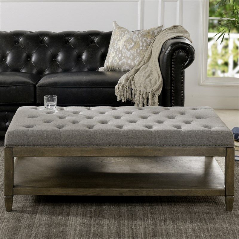 Jennifer Taylor Home Sylvan Oak Tufted Cocktail Storage Ottoman Pertaining To Gray Tufted Cocktail Ottomans (View 3 of 20)