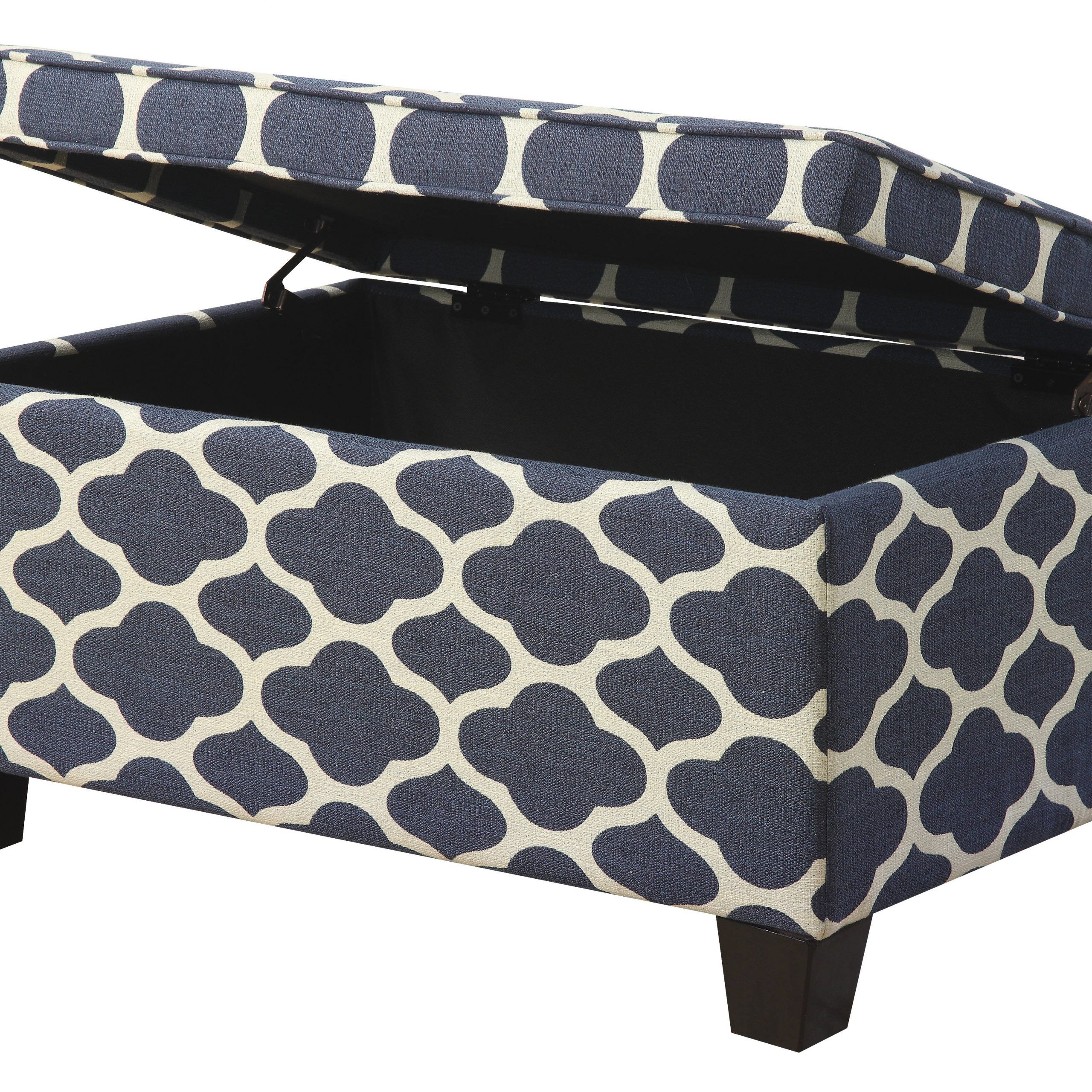 Jessa Contemporary Blue Wood Fabric Upholstered Storage Ottoman | The Intended For Blue Fabric Storage Ottomans (View 13 of 20)