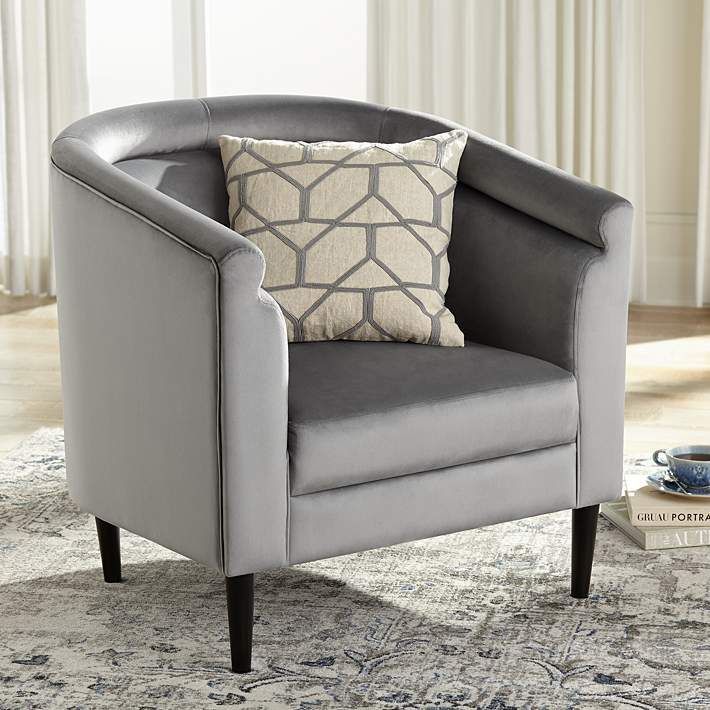 Jessica Gray Velvet Accent Chair – #68t93 | Lamps Plus In 2021 | Accent For Smoke Gray Wood Accent Stools (View 1 of 20)
