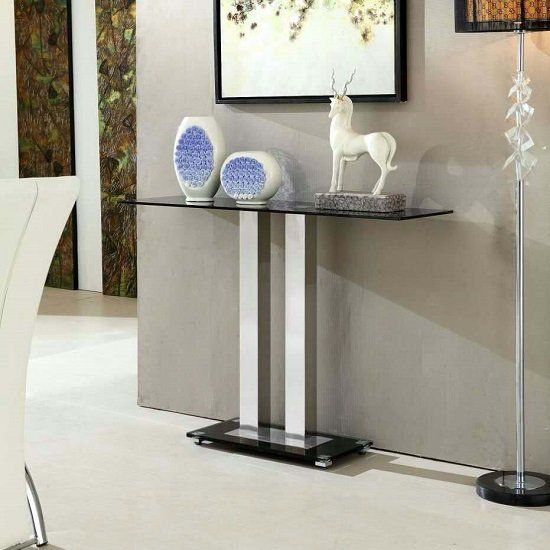 Jet Modern Console Table Rectangular In Black Glass 27425 Intended For 2 Piece Modern Nesting Console Tables (View 11 of 20)