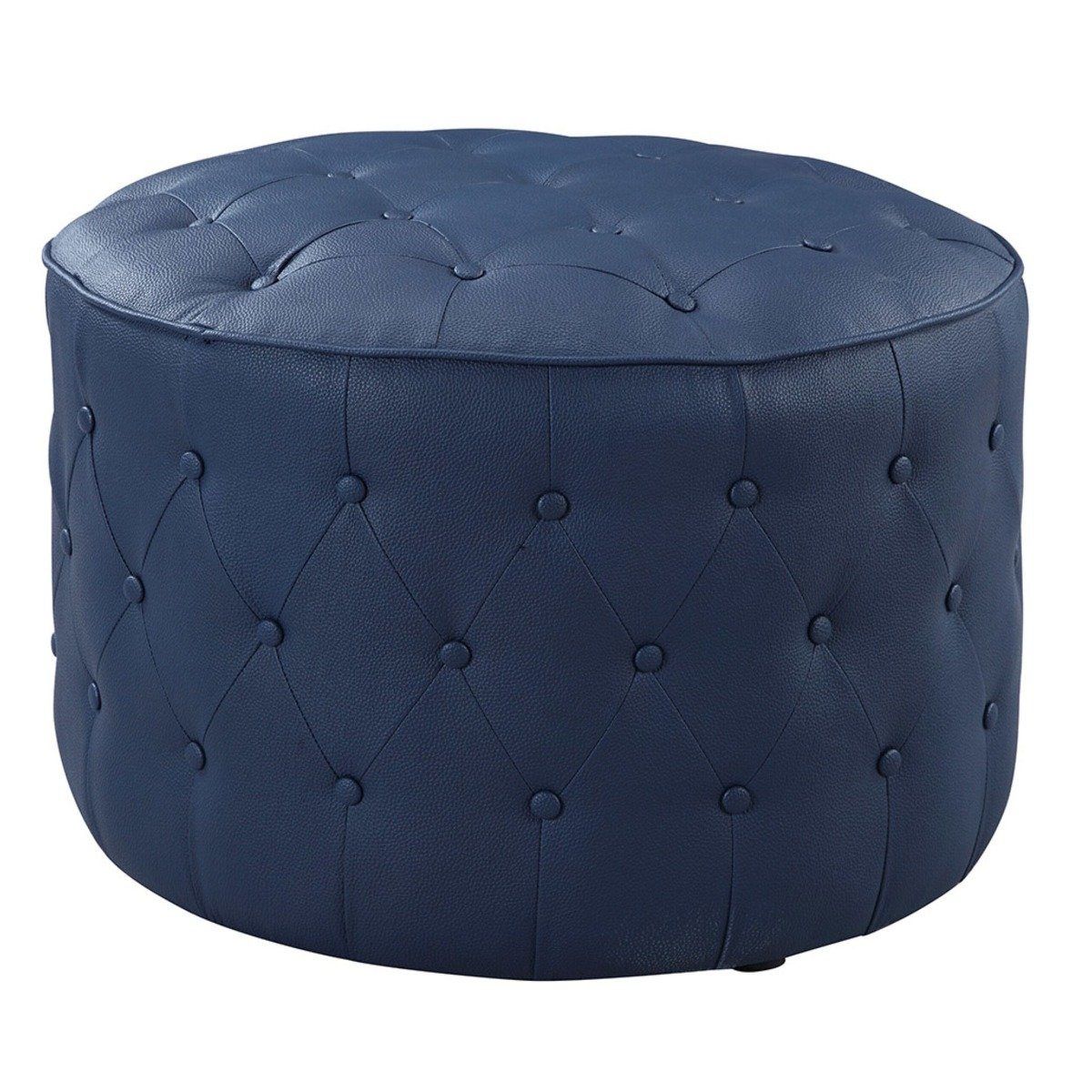 Jimmy Ottoman Button Tufted Pu Leather Upholstered Round Pouf – Walmart For Brown Leather Tan Canvas Pouf Ottomans (View 10 of 20)