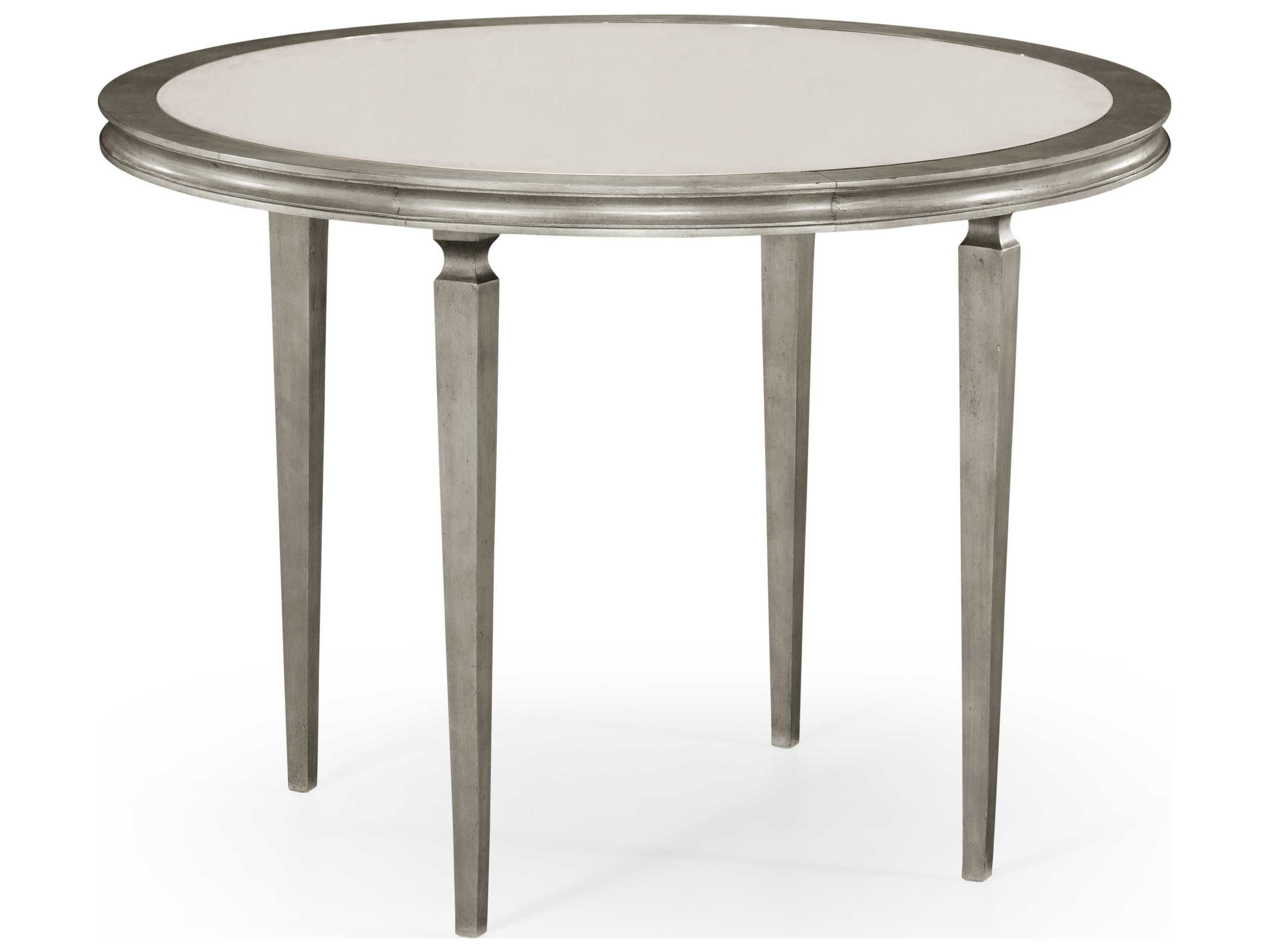 Jonathan Charles Luxe Gilded Antique Silver Leaf 42 Round Dining Table Within Leaf Round Console Tables (Gallery 20 of 20)
