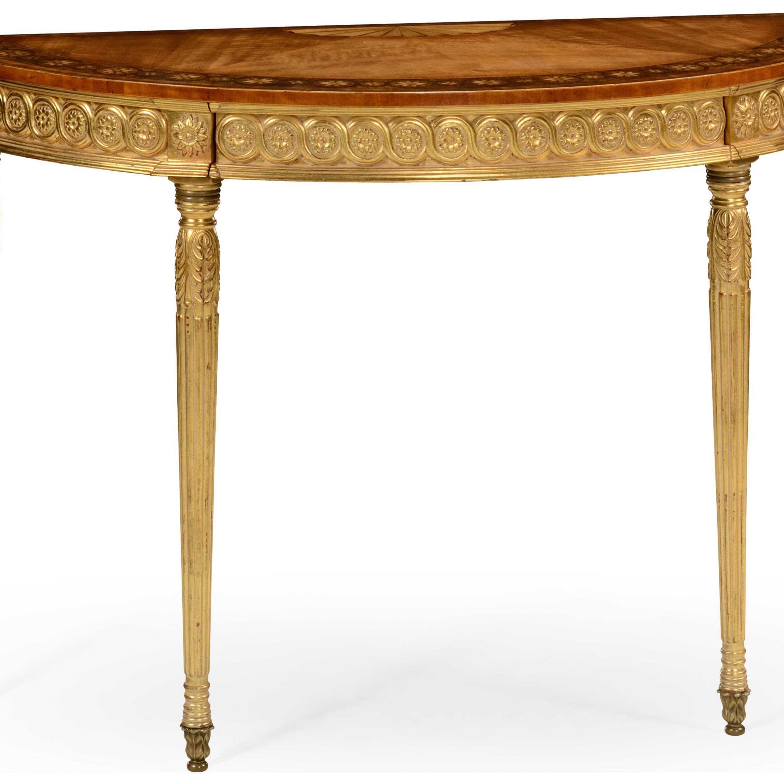 Jonathan Charles Versailles Light Antique Gold Leaf With Carved Floral Inside Antiqued Gold Leaf Console Tables (View 2 of 20)