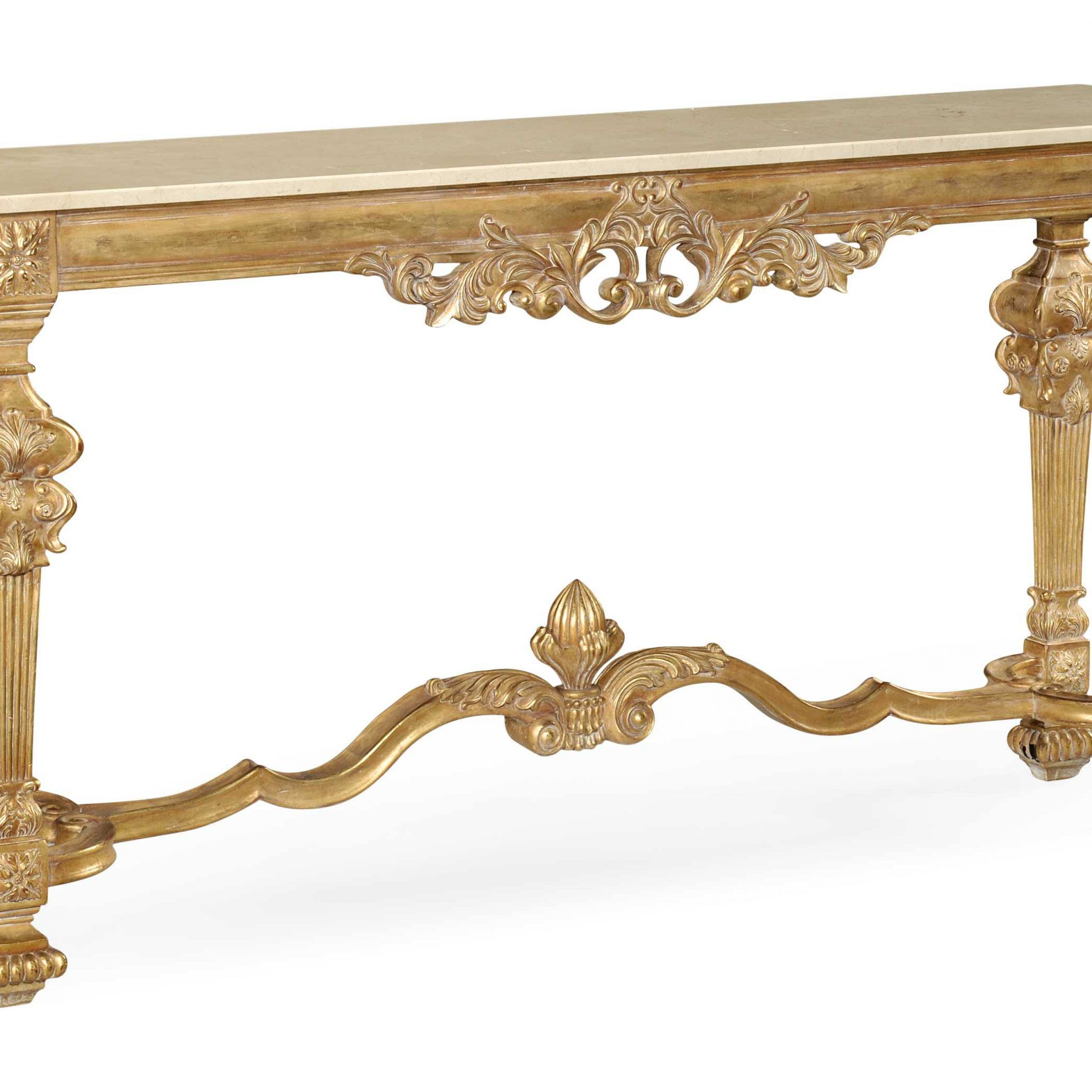 Jonathan Charles Versailles Light Antique Gold Leaf With Carved Floral Intended For Antique Gold Aluminum Console Tables (Gallery 20 of 20)