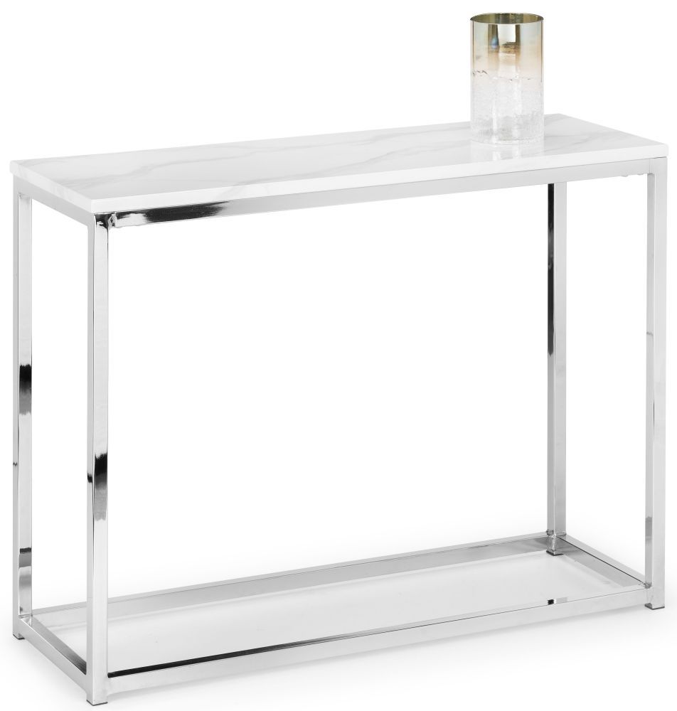 Julian Bowen Scala Console Table – White Marble And Chrome – Cfs With White Stone Console Tables (View 12 of 20)