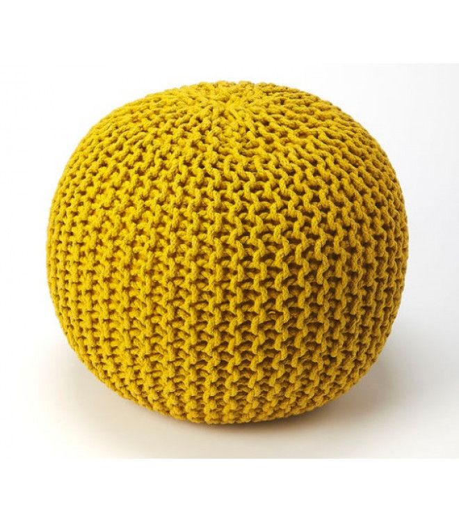 Jute Woven Yellow Round Ottoman Pouf Intended For Textured Yellow Round Pouf Ottomans (View 1 of 20)