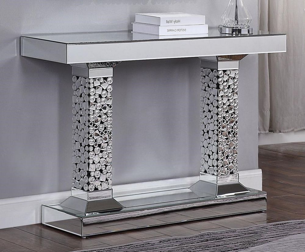 Kachina Mirrored Mirror Console Table With Faux Gems Inlayacme In Mirrored Console Tables (View 9 of 20)