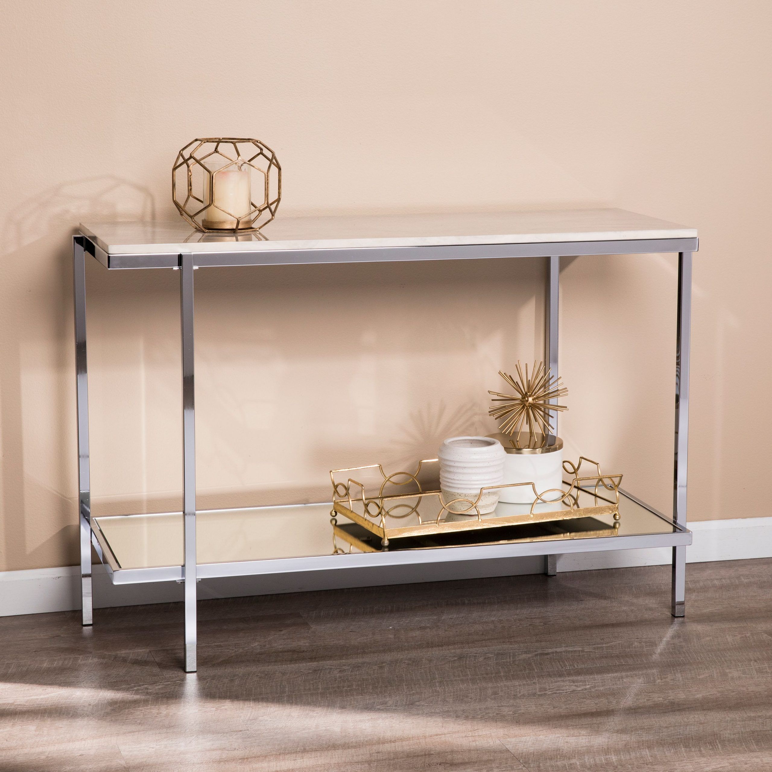 Karei Faux Marble Console Table, Glam, Chromeember Interiors Regarding Faux Marble Console Tables (View 14 of 20)