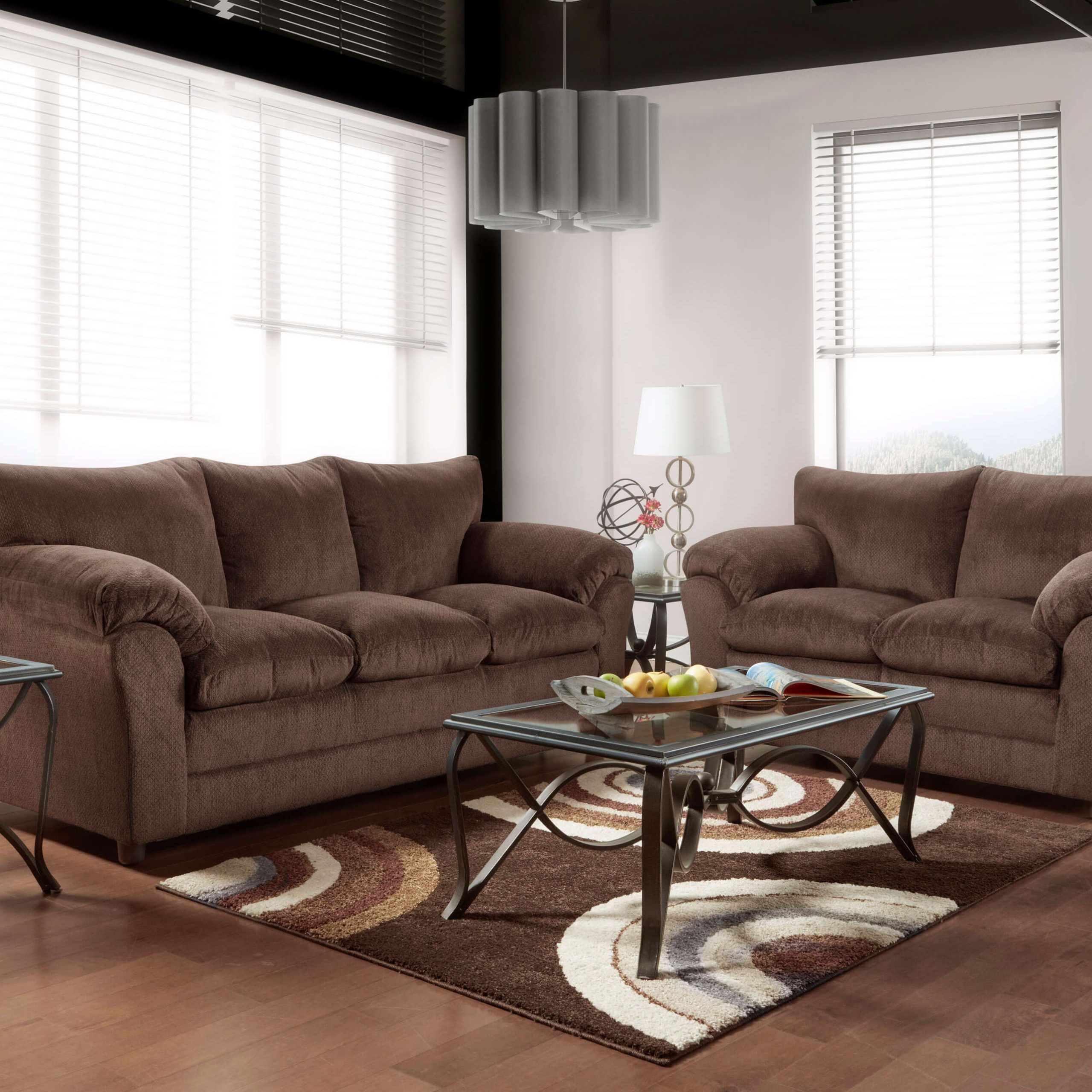 Kelly Chocolate Sofa And Loveseat | Fabric Living Room Sets Pertaining To Cocoa Console Tables (View 14 of 20)