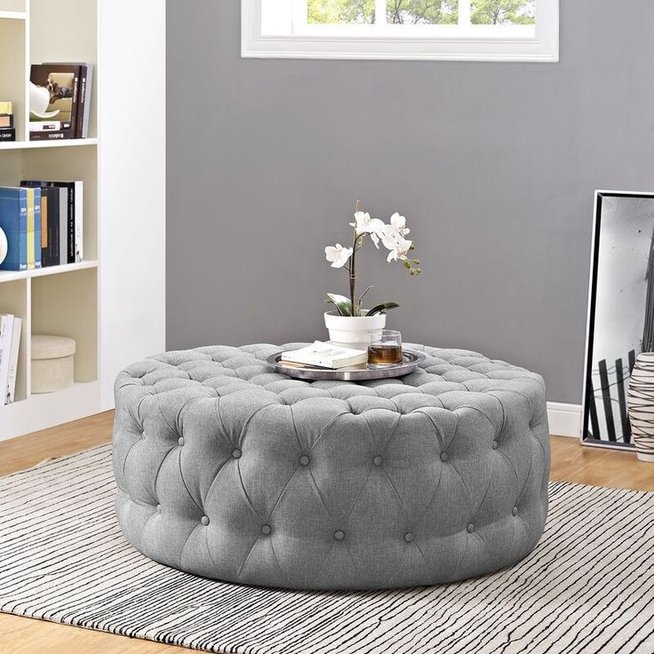 Kenedy Tufted Cocktail Ottoman & Reviews | Allmodern In 2020 | Fabric Within Snow Tufted Fabric Ottomans (View 6 of 20)