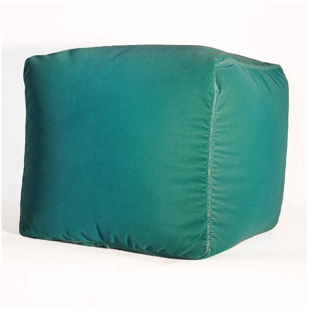 Kevin O'brien Studio Hand Painted Cotton Velvet Pouf In Our Aqua Intended For Navy Cotton Woven Pouf Ottomans (View 16 of 20)