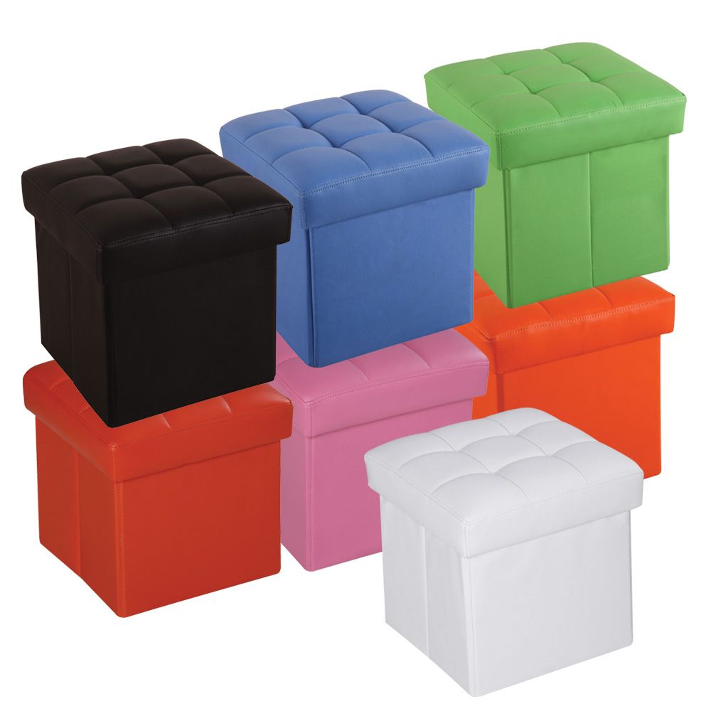 Kids Organizer Cube Storage Ottoman Footstools Poufs Pu Leather Multi Regarding Multi Color Fabric Storage Ottomans (Gallery 20 of 20)
