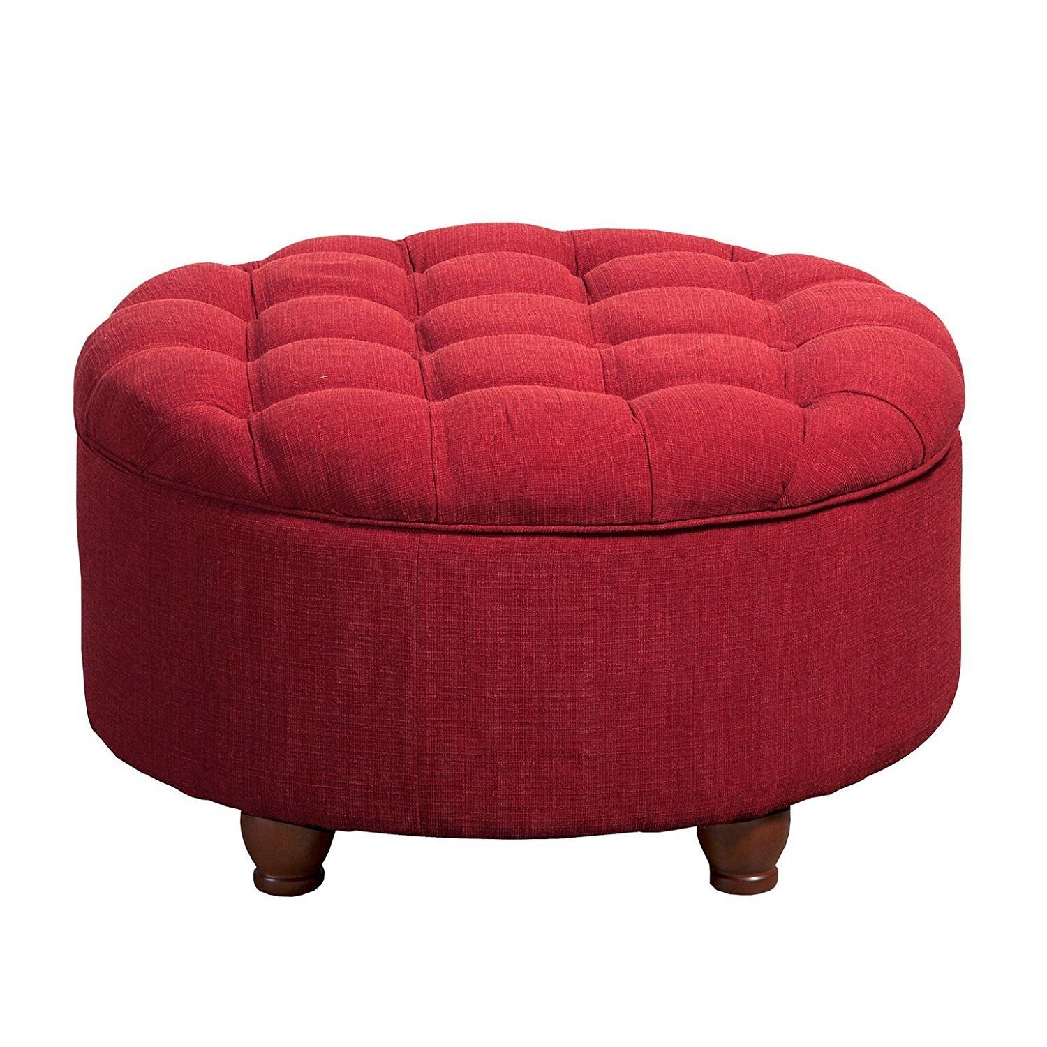 Kinfine Large Upholstered Round Tufted Storage Ottoman With Removable Regarding Fabric Tufted Round Storage Ottomans (View 3 of 20)