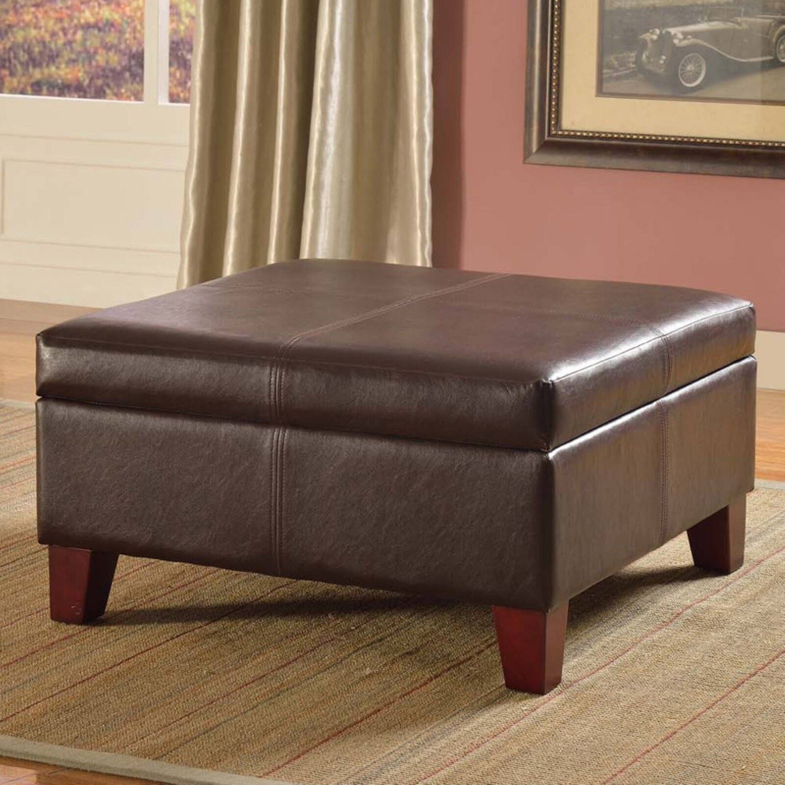 Kinfine Usa Luxury Large Faux Leather Storage Ottoman – Walmart In Fabric Oversized Pouf Ottomans (View 1 of 20)