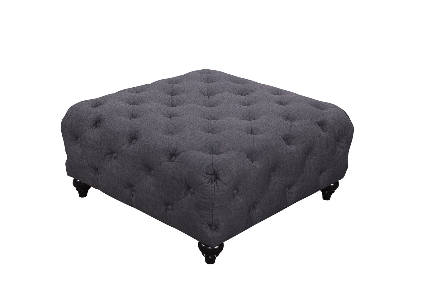 Kristopher Chesterfield Contemporary Grey Linen Tufted Ottoman Pertaining To Tufted Gray Velvet Ottomans (View 14 of 20)
