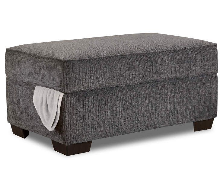 Lane Home Solutions Lane Kasan Charcoal Gray Storage Ottoman – Big Lots With Charcoal And Light Gray Cotton Pouf Ottomans (View 13 of 20)